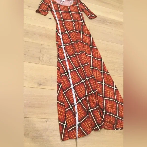 LuLaRoe Maxi Dress X-Small Burnt Orange Striped Short Sleeve - Picture 6 of 9